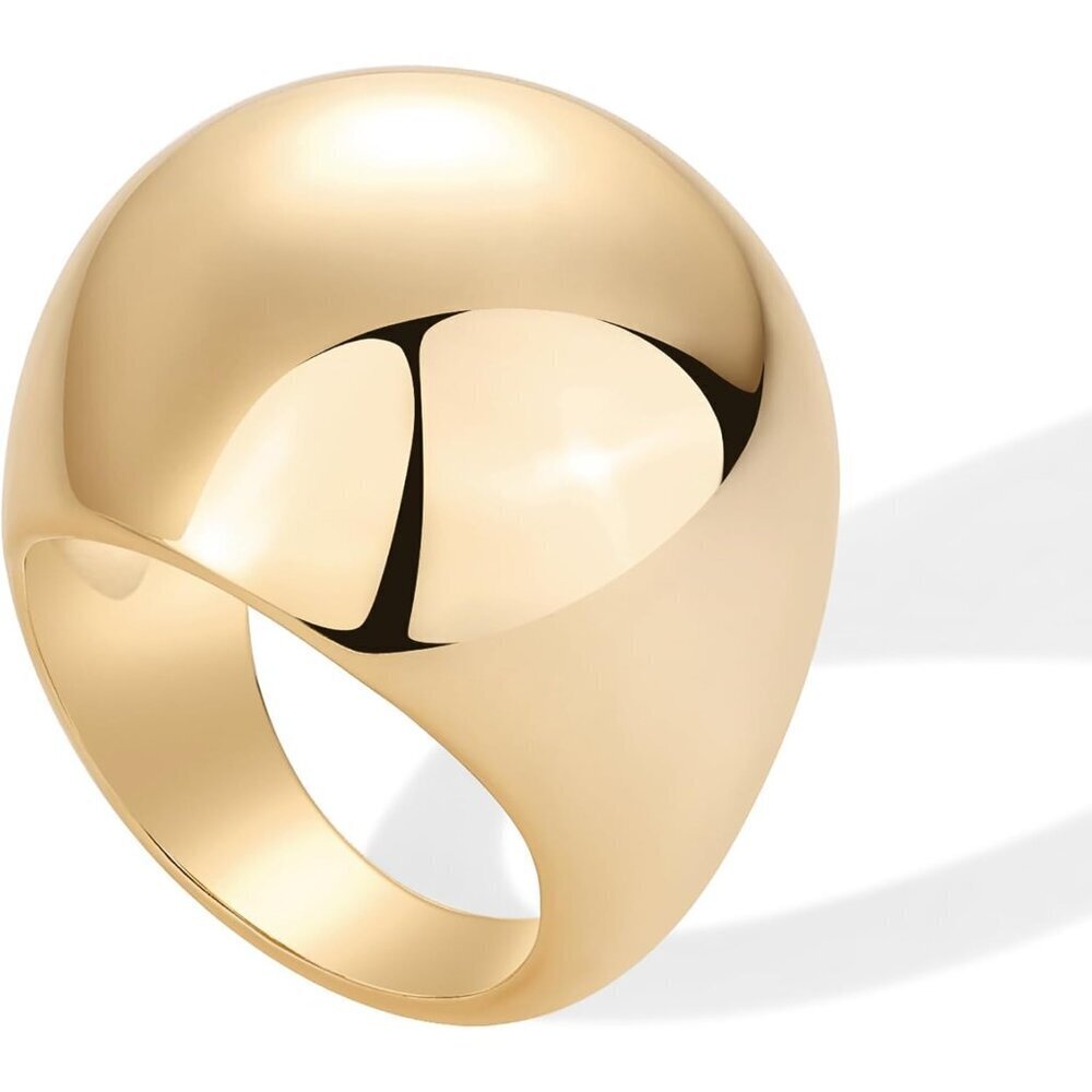 14K Gold Plated Chunky Domed Statement Ring Women Trendy Hypoallergenic Jewelry